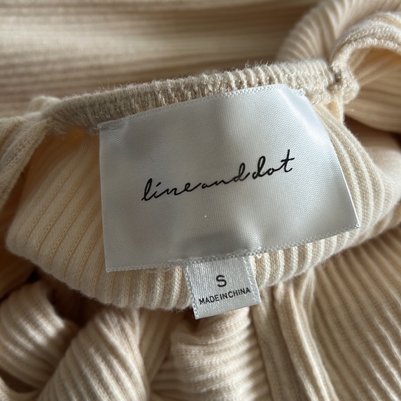 Line and Dot Cream Mini Dress | High Neck | Tie Back | S - Picture 6 of 6